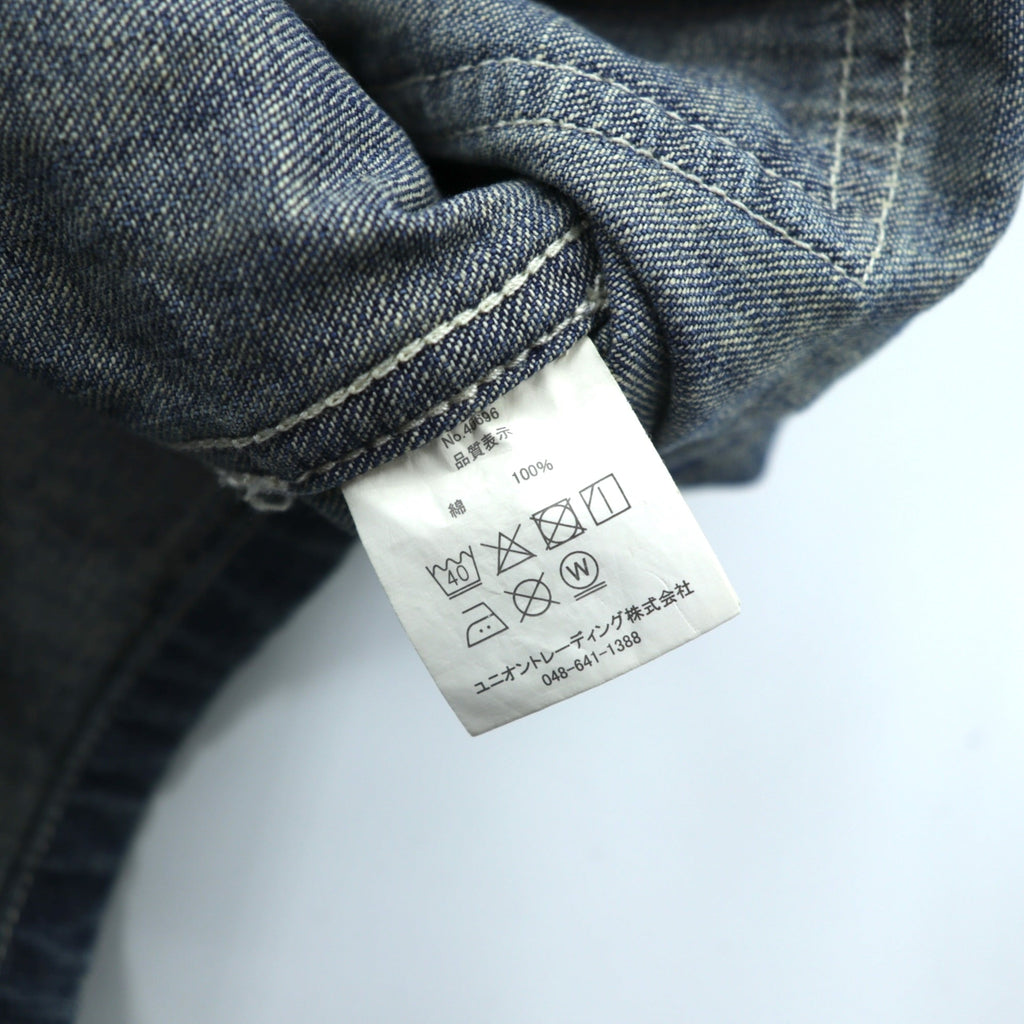 HOUSTON デニム プルオーバー シャツ L インディゴ USAコットン VINTAGE WASH ミリタリー 40696