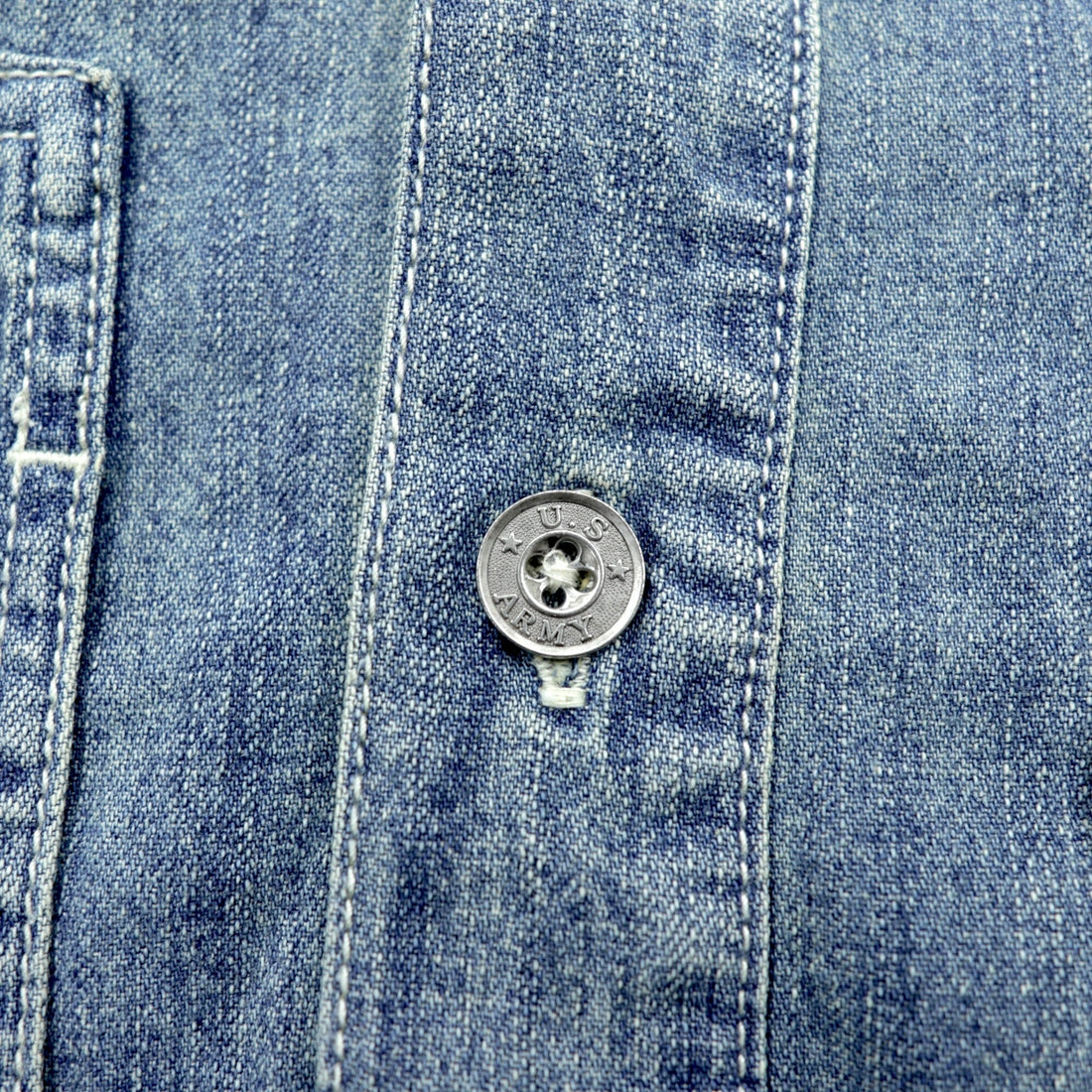 HOUSTON デニム プルオーバー シャツ L インディゴ USAコットン VINTAGE WASH ミリタリー 40696