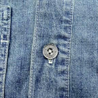 HOUSTON デニム プルオーバー シャツ L インディゴ USAコットン VINTAGE WASH ミリタリー 40696