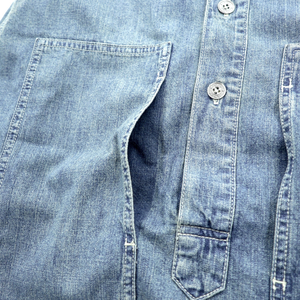 HOUSTON デニム プルオーバー シャツ L インディゴ USAコットン VINTAGE WASH ミリタリー 40696