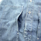 HOUSTON デニム プルオーバー シャツ L インディゴ USAコットン VINTAGE WASH ミリタリー 40696