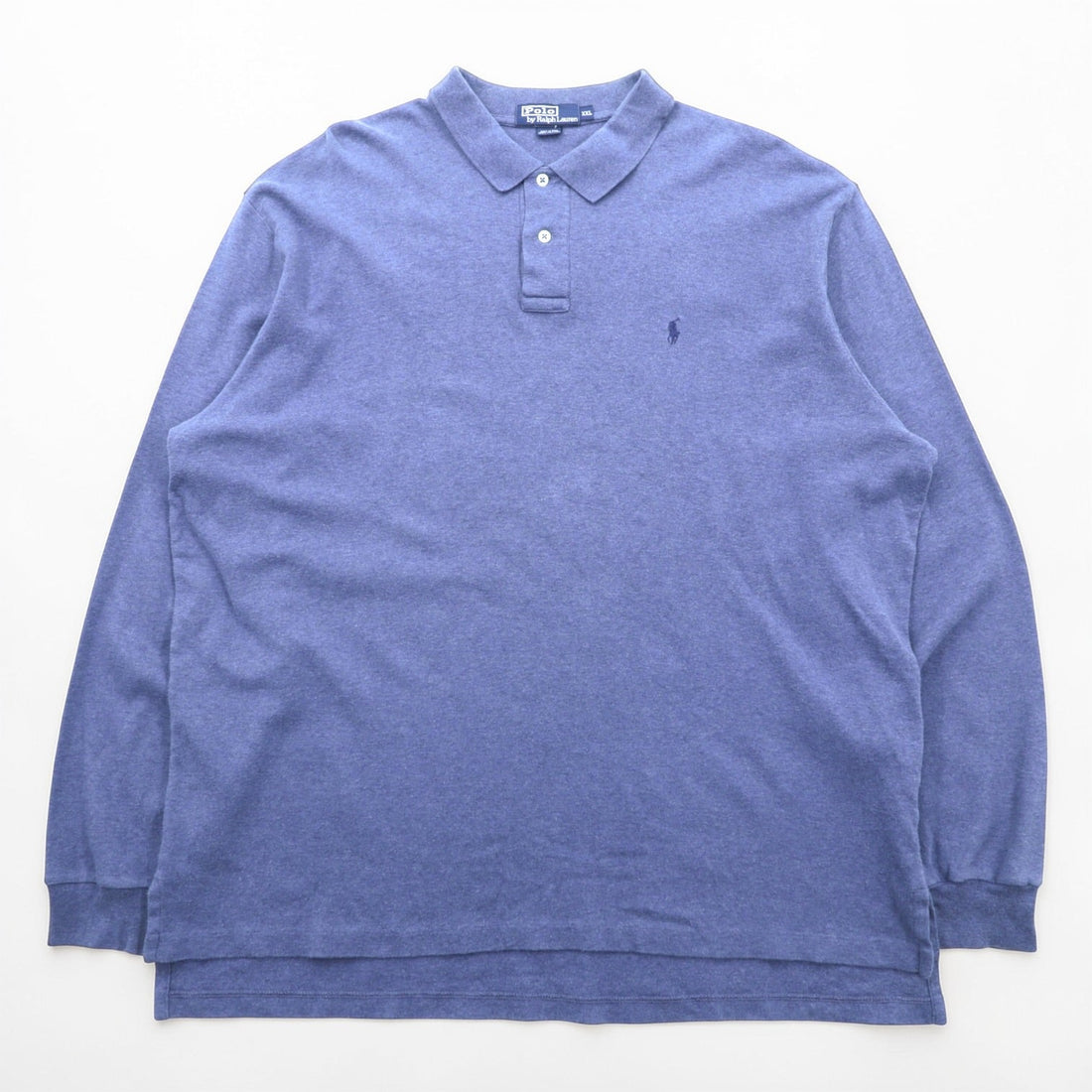 Polo Ralph Lauren 90年代 長袖 ポロシャツ ラガーシャツ 2XL ブルー スモールポニー ロゴ 刺繍 ペルー製