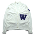 80s USA Vintage Bristol Products Award Sweater Cardigan White Size 48 USA Made Letterman