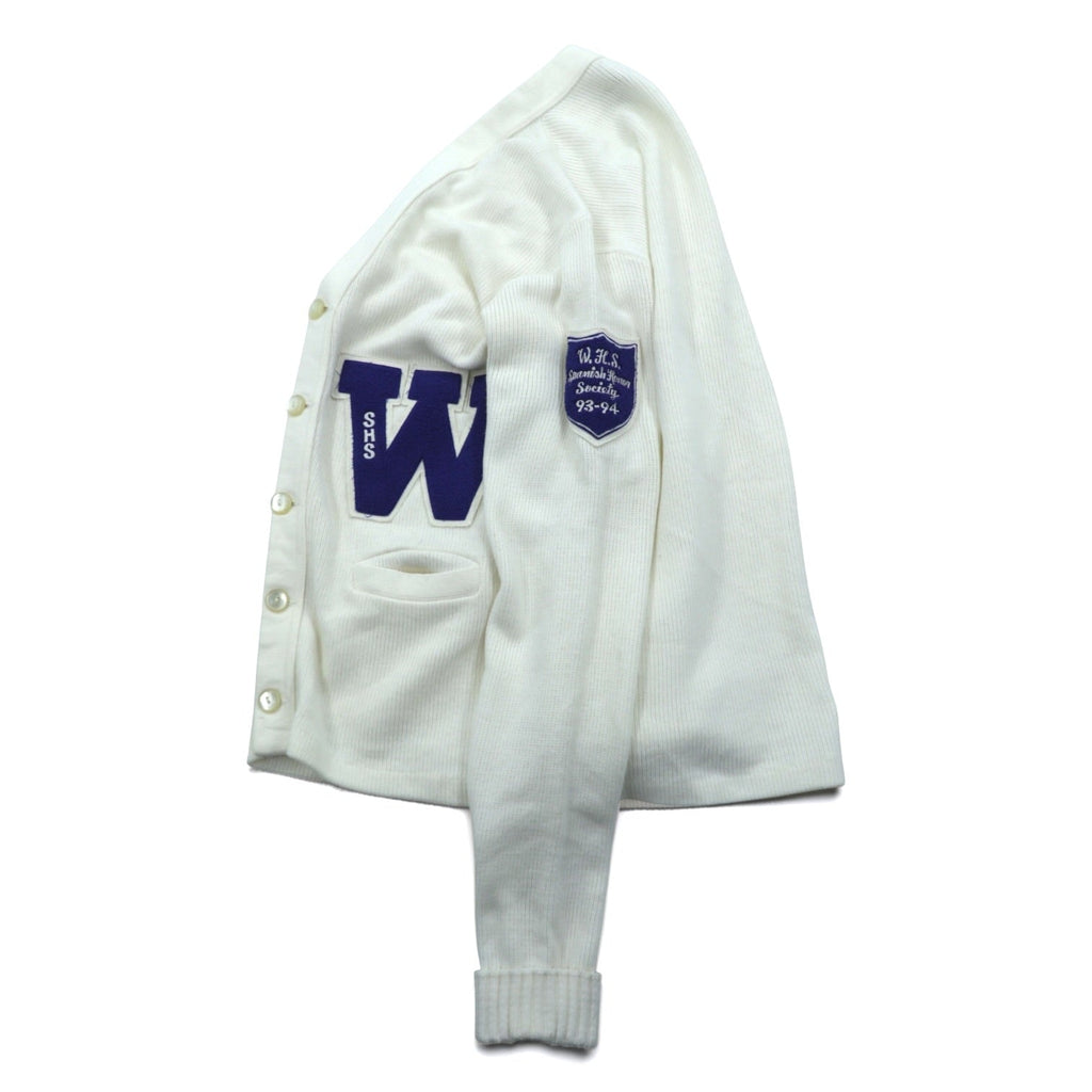 80s USA Vintage Bristol Products Award Sweater Cardigan White Size 48 USA Made Letterman