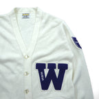 80s USA Vintage Bristol Products Award Sweater Cardigan White Size 48 USA Made Letterman