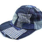 KUON パッチワーク デニム キャップ Boro Baseball Cap ブルー FREE インディゴ ネイビー 190CP02H100-78-09 日本製