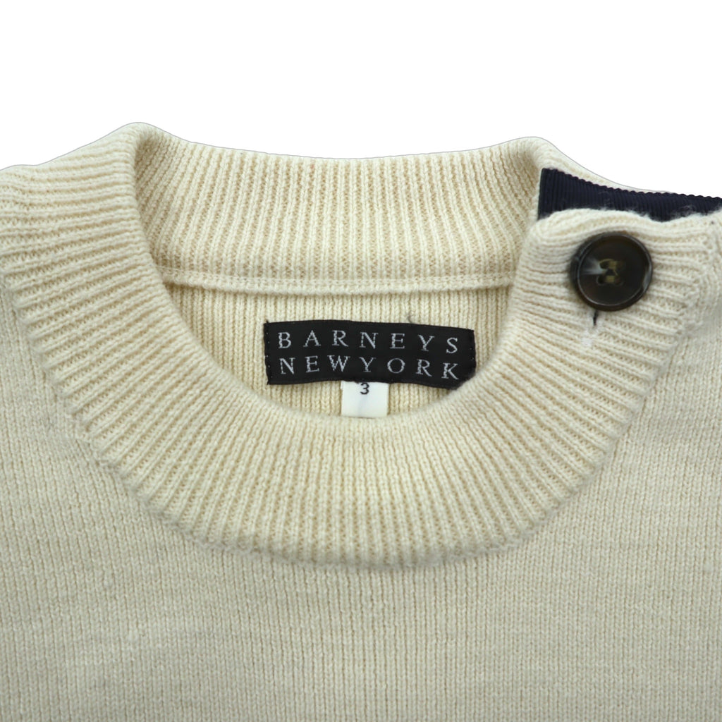 BARNEYS NEW YORK Striped Marine Knit Sweater, Large, Shoulder Buttons
