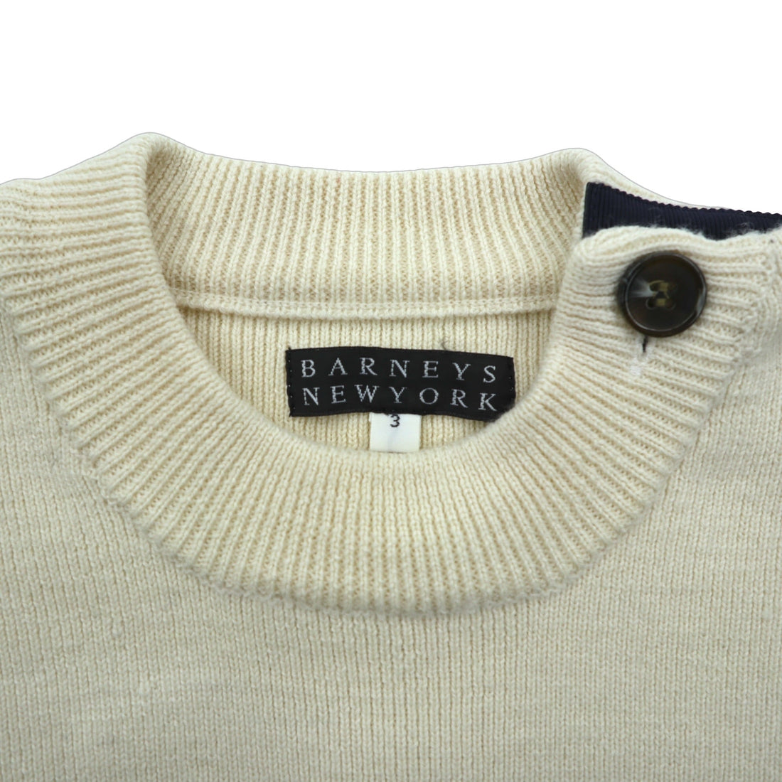 BARNEYS NEW YORK Striped Marine Knit Sweater, Large, Shoulder Buttons