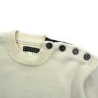 BARNEYS NEW YORK Striped Marine Knit Sweater, Large, Shoulder Buttons