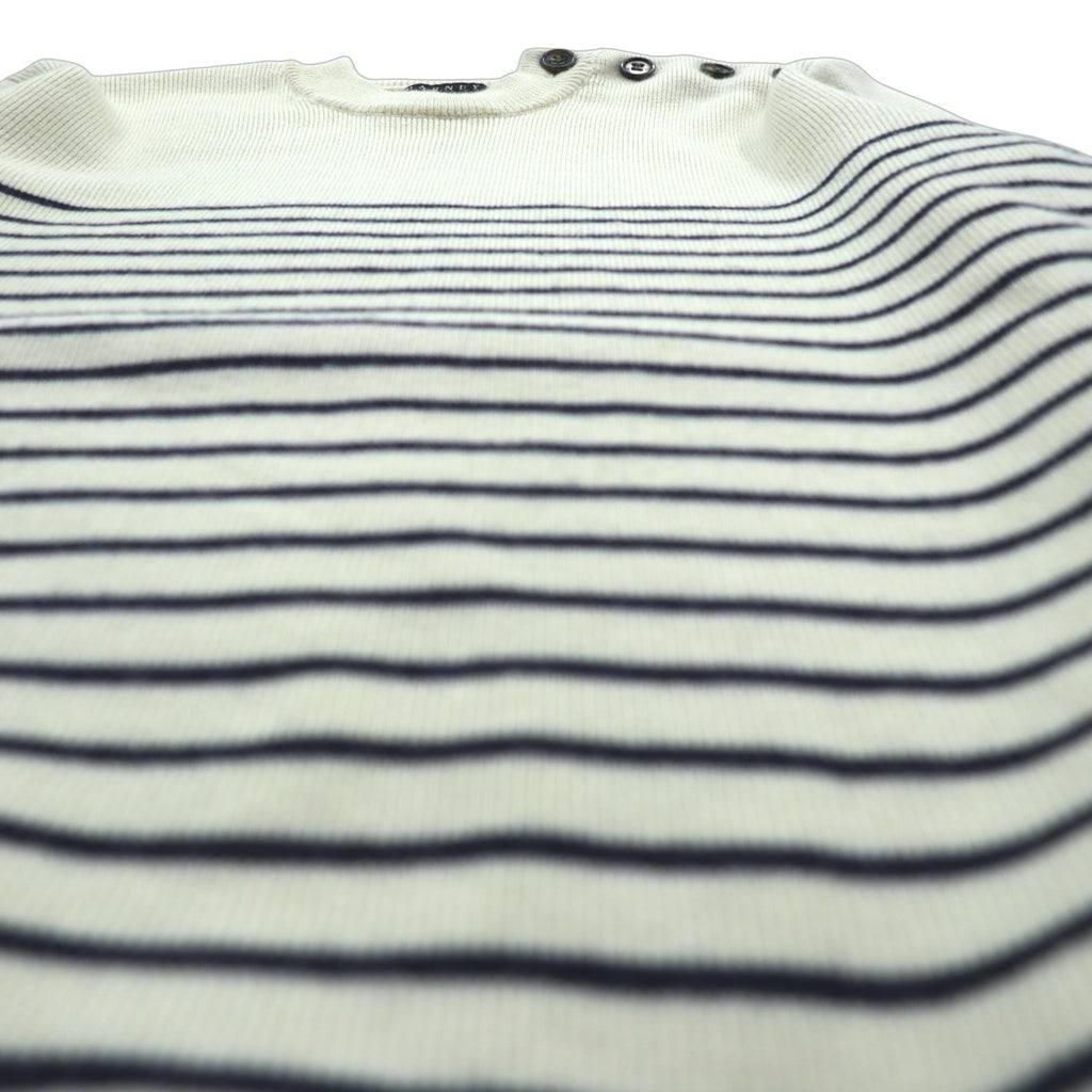 BARNEYS NEW YORK Striped Marine Knit Sweater, Large, Shoulder Buttons