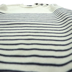 BARNEYS NEW YORK Striped Marine Knit Sweater, Large, Shoulder Buttons
