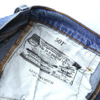 Levi's 501 ビッグE デニムパンツ ジーンズ L インディゴ CROP JAZZ POP レザーパッチ ボタンフライ PREMIUM トルコ製 36200-0225