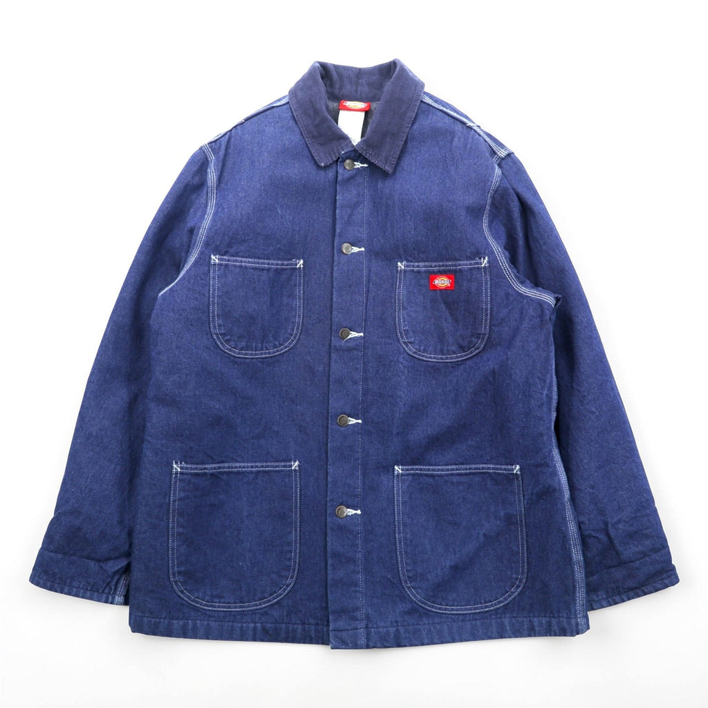 Dickies Denim Chore Coat Hunting Jacket L indigo blue 3494NB Corduroy Collar Blanket Lined