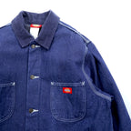 Dickies Denim Chore Coat Hunting Jacket L indigo blue 3494NB Corduroy Collar Blanket Lined