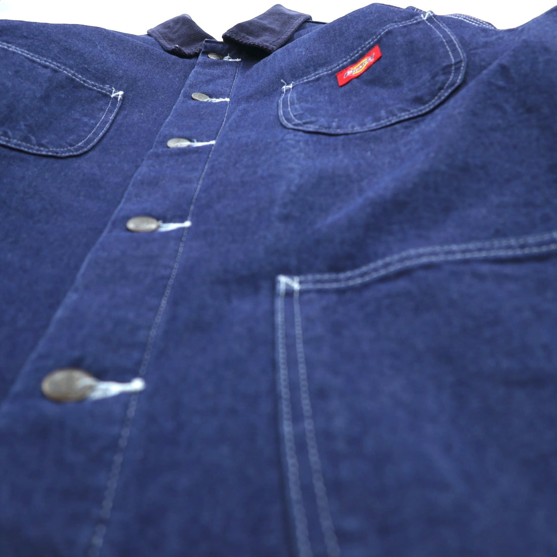 Dickies Denim Chore Coat Hunting Jacket L indigo blue 3494NB Corduroy Collar Blanket Lined