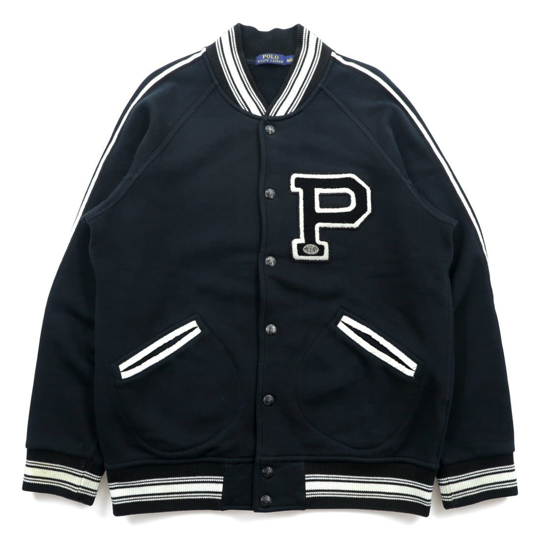 Polo Ralph Lauren レタード スタジャン スウェット L ブラック ワッペン P リブライン