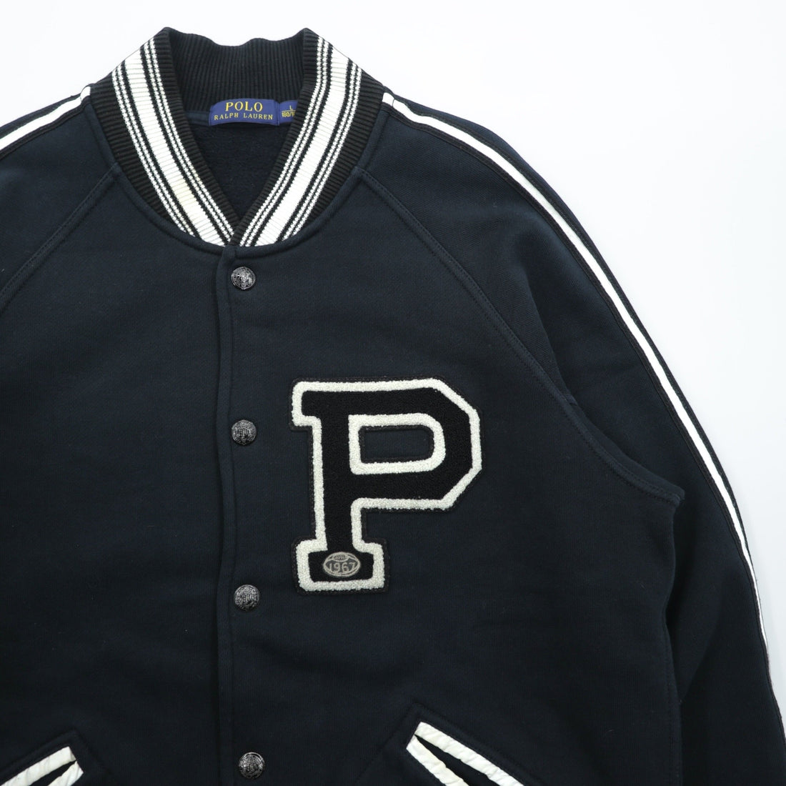 Polo Ralph Lauren レタード スタジャン スウェット L ブラック ワッペン P リブライン