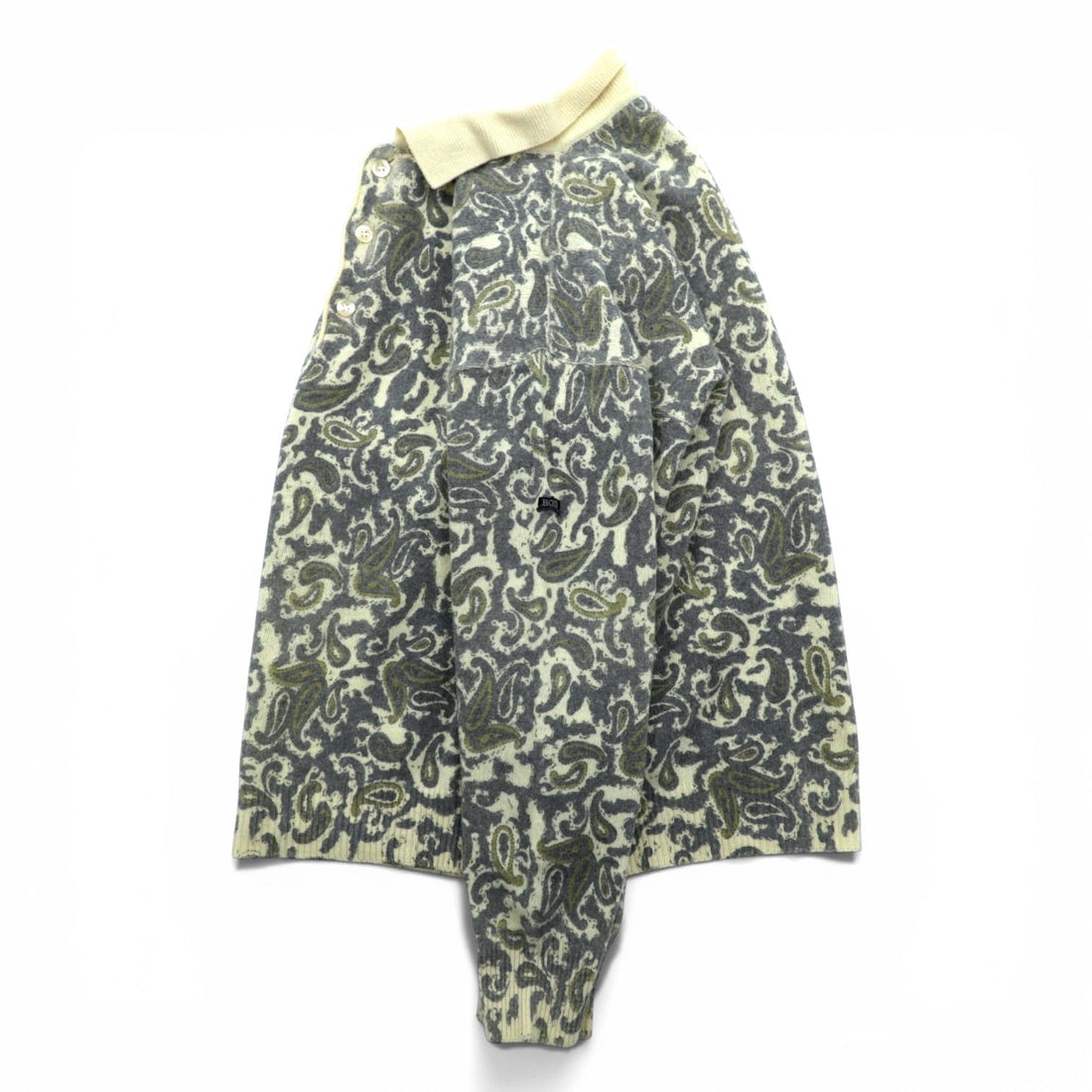 HUGO BOSS 90s Vintage Polo Knit Sweater XL - Twenty, Paisley Pattern
