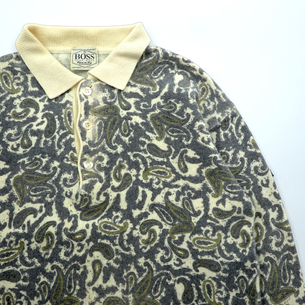 HUGO BOSS 90s Vintage Polo Knit Sweater XL - Twenty, Paisley Pattern