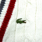 Vintage LACOSTE 70s Knit Cardigan M IZOD Spool Tag Tricolor