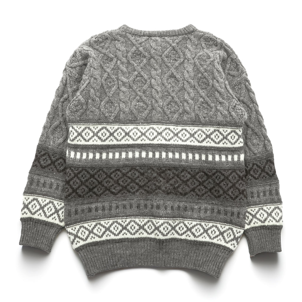 80s Vintage West Highland Woollens Made in Scotland Patterned Cable Knit Sweater Grey Size M Vintage Wool