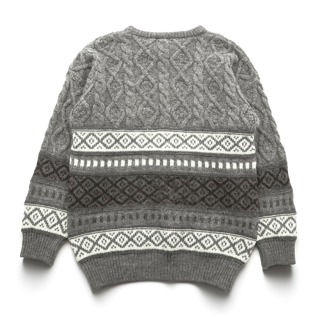 80s Vintage West Highland Woollens Made in Scotland Patterned Cable Knit Sweater Grey Size M Vintage Wool