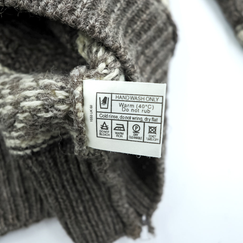 80s Vintage West Highland Woollens Made in Scotland Patterned Cable Knit Sweater Grey Size M Vintage Wool