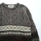 80s Vintage West Highland Woollens Made in Scotland Patterned Cable Knit Sweater Grey Size M Vintage Wool