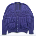Vintage Yves Saint Laurent YSL Knit Cardigan Diamond Pattern Cable Knit Purple