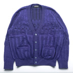 Vintage Yves Saint Laurent YSL Knit Cardigan Diamond Pattern Cable Knit Purple