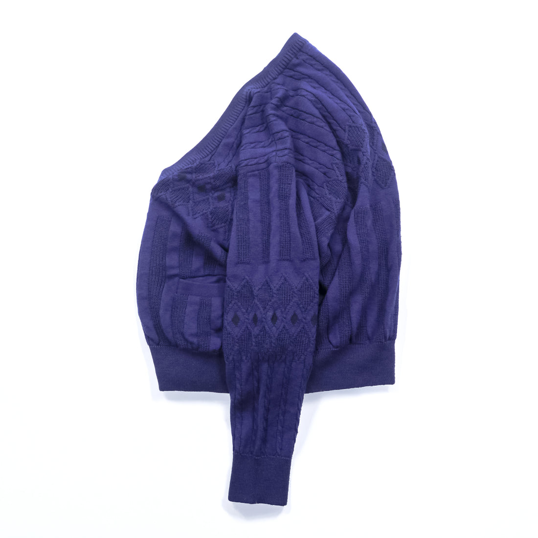 Vintage Yves Saint Laurent YSL Knit Cardigan Diamond Pattern Cable Knit Purple