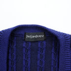 Vintage Yves Saint Laurent YSL Knit Cardigan Diamond Pattern Cable Knit Purple