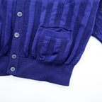 Vintage Yves Saint Laurent YSL Knit Cardigan Diamond Pattern Cable Knit Purple