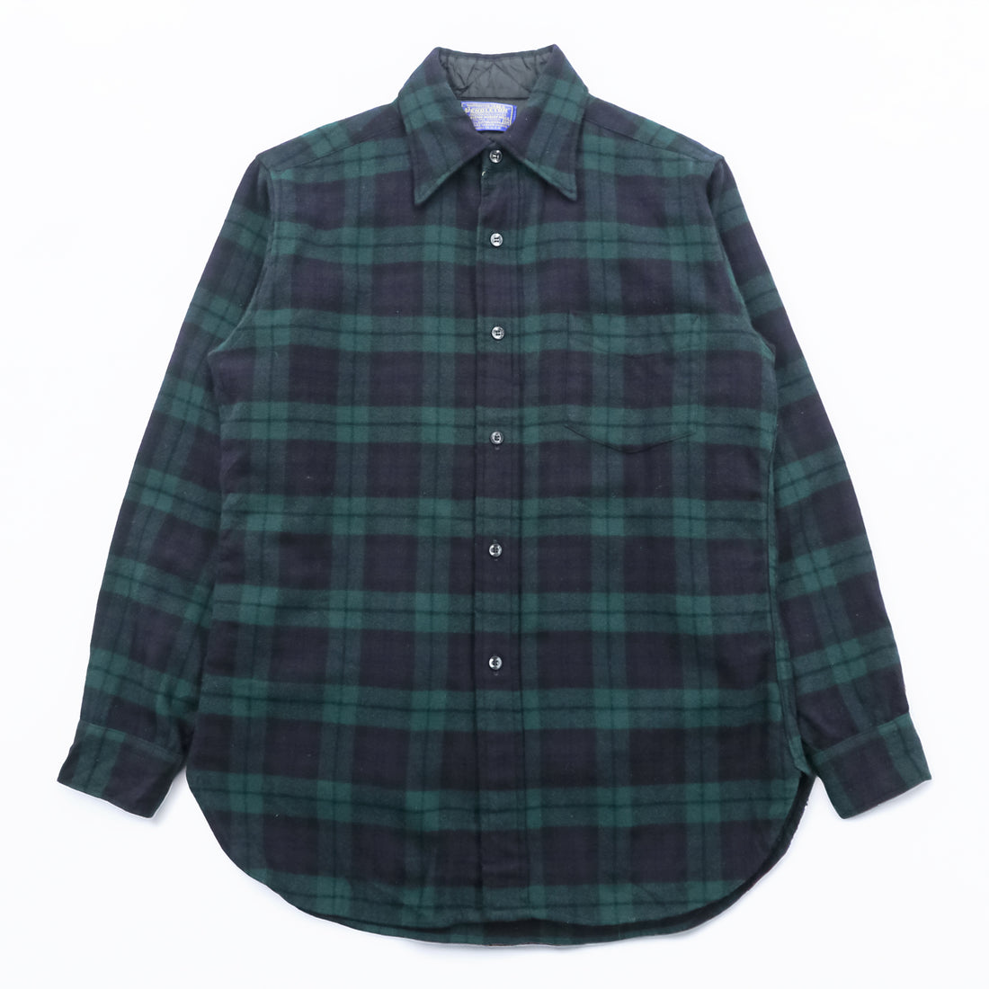 PENDLETON 70年代 USA製 ヴィンテージ ブラックウォッチ ウール フランネルシャツ M チェック ネイビー グリーン