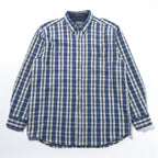 PENDLETON フランネルシャツ XL ブルー チェック Thomas Kay Collection エルボーパッチ 胸ポケット