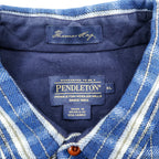 PENDLETON フランネルシャツ XL ブルー チェック Thomas Kay Collection エルボーパッチ 胸ポケット