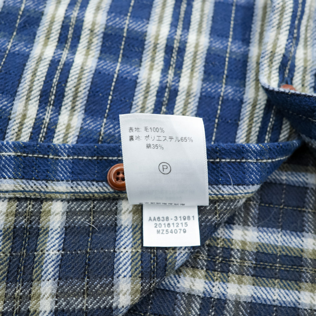 PENDLETON フランネルシャツ XL ブルー チェック Thomas Kay Collection エルボーパッチ 胸ポケット