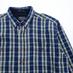 PENDLETON フランネルシャツ XL ブルー チェック Thomas Kay Collection エルボーパッチ 胸ポケット