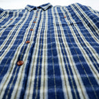 PENDLETON フランネルシャツ XL ブルー チェック Thomas Kay Collection エルボーパッチ 胸ポケット