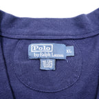Polo Ralph Lauren 鹿の子 ニット Vネック カーディガン XL ネイビー スモールポニー ロゴ 刺繍