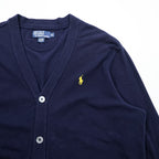 Polo Ralph Lauren 鹿の子 ニット Vネック カーディガン XL ネイビー スモールポニー ロゴ 刺繍
