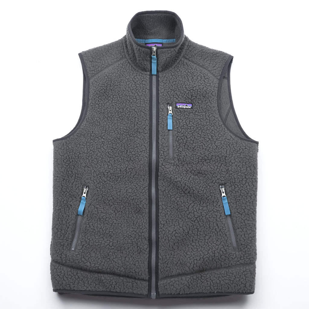 Patagonia レトロ パイル フリースベスト M グレー ボアフリース スタンドカラー 胸ポケット 22820