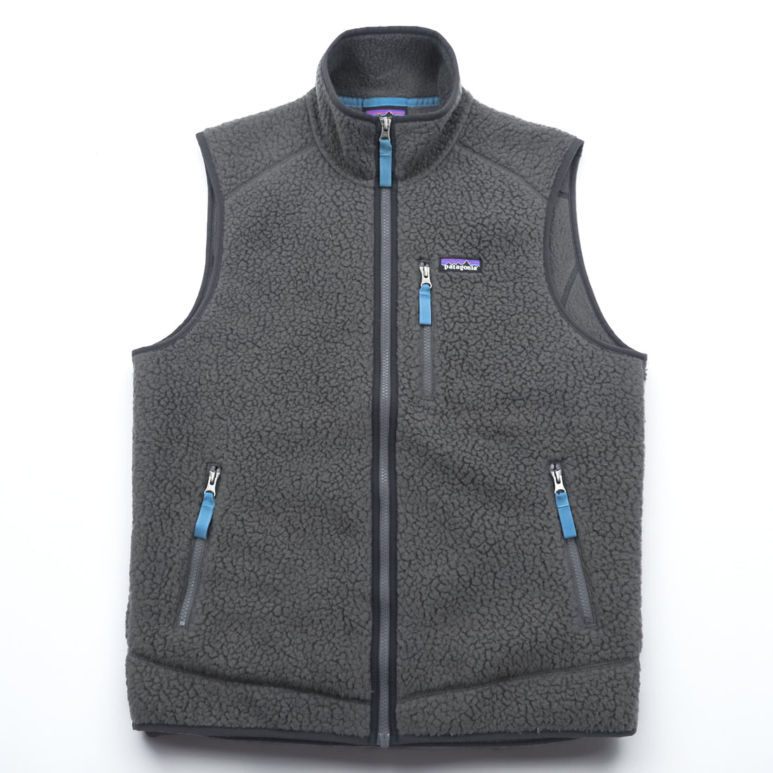 Patagonia レトロ パイル フリースベスト M グレー ボアフリース スタンドカラー 胸ポケット 22820