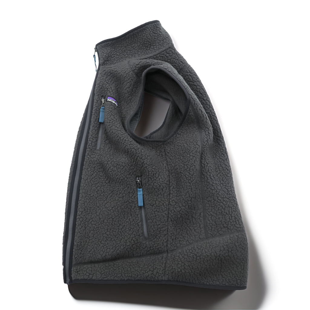 Patagonia レトロ パイル フリースベスト M グレー ボアフリース スタンドカラー 胸ポケット 22820