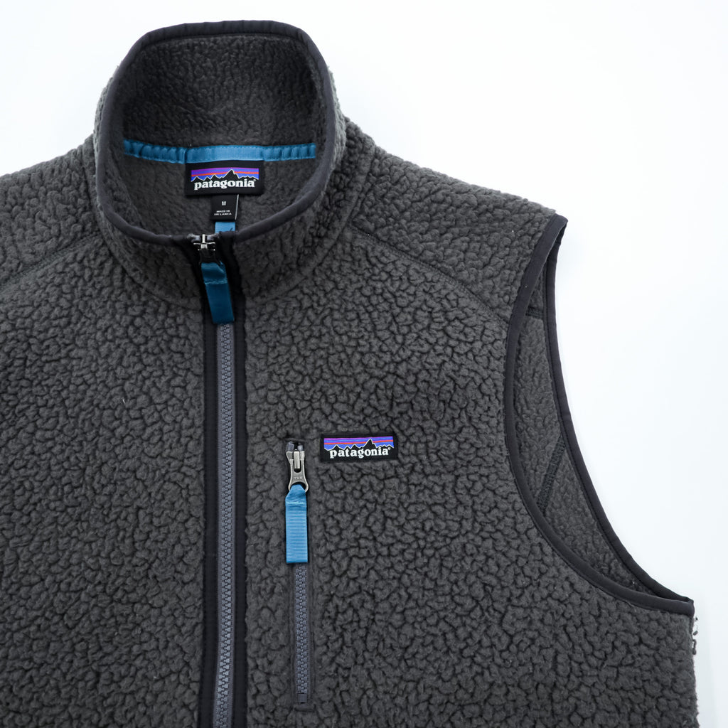 Patagonia レトロ パイル フリースベスト M グレー ボアフリース スタンドカラー 胸ポケット 22820
