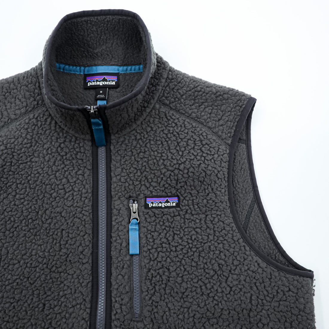 Patagonia レトロ パイル フリースベスト M グレー ボアフリース スタンドカラー 胸ポケット 22820