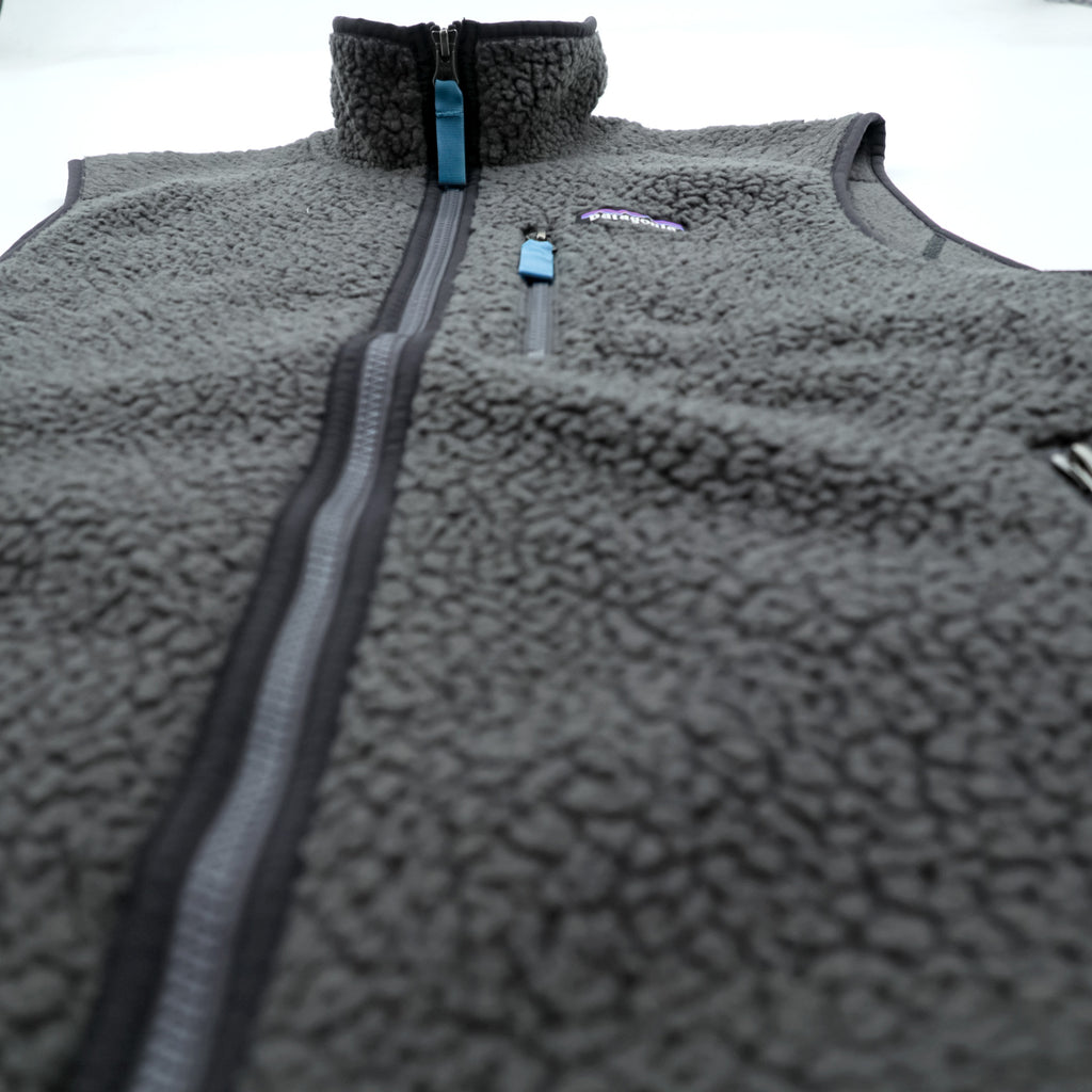 Patagonia レトロ パイル フリースベスト M グレー ボアフリース スタンドカラー 胸ポケット 22820