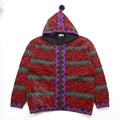 Vintage 90s Yves Saint Laurent Native Tribal Knit Hoodie YSL Geometric Pattern Wool Blend