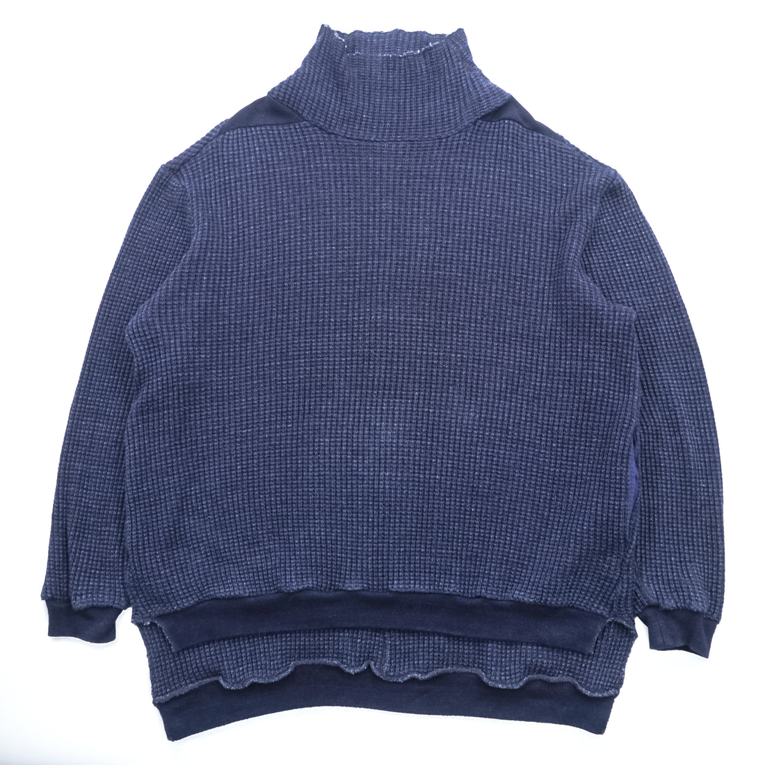 Leh ハイネック サーマル ニット セーター M ネイビー BEATNIK TURTLE SWEATER タートルネック サイドポケット LEH 597 日本製