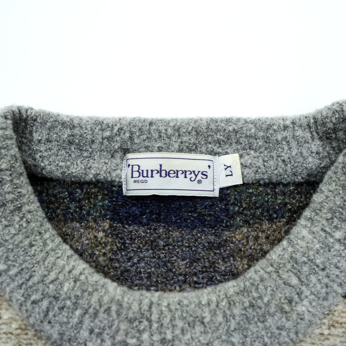 BURBERRY Made in Japan 90s Vintage Retro All-over Pattern Knit Sweater L Check Old